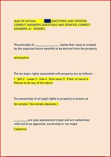 Iaao 101 Actual Questions And Verified Correct Answers Quest video