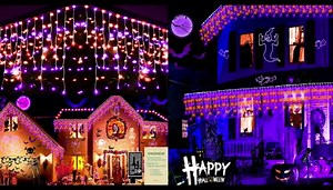 KNONEW 99FT 1216 LED Orange Purple Halloween Lights Decortation