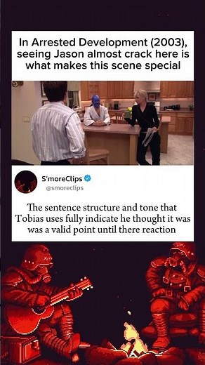 In Arrested Development (2003), seeing Jason almost crack here is what makes this scene special