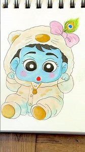 How to Draw Cute Little Krishna Easily! 🎨 #janmashtami