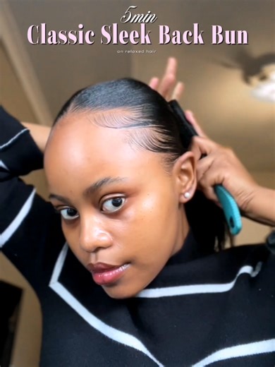 Sleek Back Bun Tutorial for Relaxed Hair