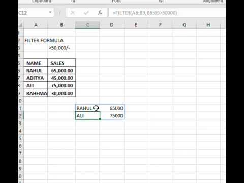 Advance Excel Filter Formula 