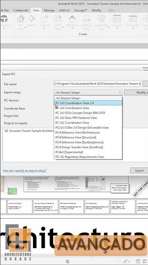 Como exportar para IFC no Revit 2025?