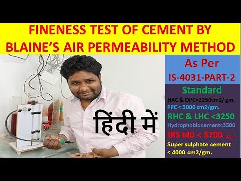 FINENESS TEST OF CEMENT BY BLAINE’S AIR PERMEABILITY METHOD (IS-4031-PART-2) #test #iscode