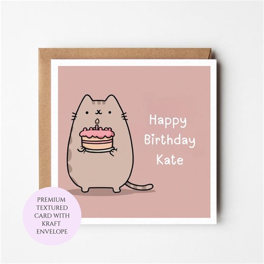 Funny Cat Birthday Card With Cake Illustration – Whimsical Greeting for Cat Lovers - Etsy
