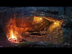 Solo Bushcraft Camping: Building a Cave Survival Shelter with Natural materials