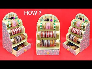 How to make Bangle Stand from waste cardboard | Best out of waste | DIY Jewellery Organizer