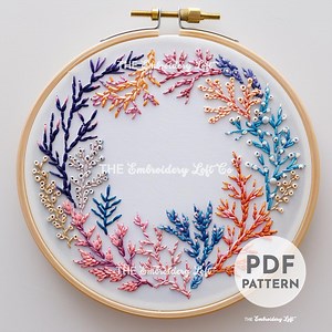 Coral Wreath Hand Embroidery Pattern, Colorful Coral Pattern, Ocean Pattern, Hand Embroidery Pattern PDF, Ocean Wildlife Embroidery, DIY - Etsy