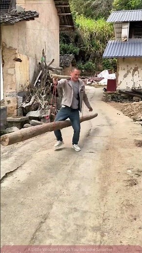 New Way to Carry Logs: Single-Handed Log Walking in the Countryside!
