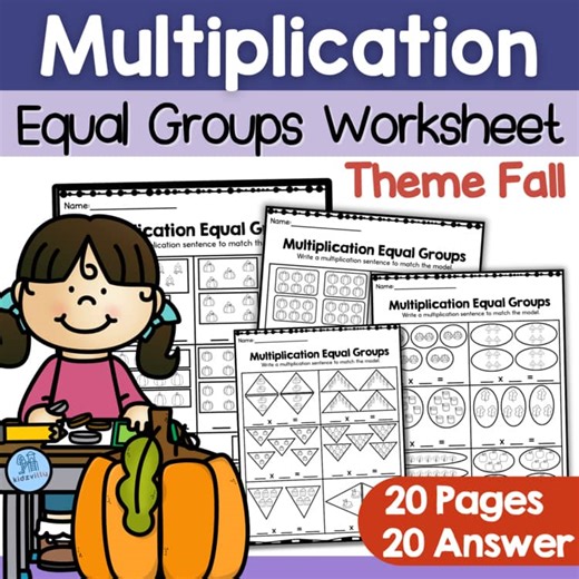 Multiplication Equal Groups Fall Theme Worksheets