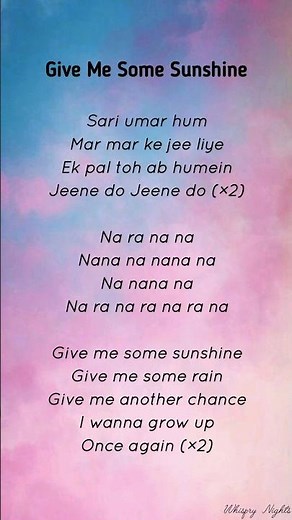 Give Me Some Sunshine Lyrics | 3 Idiots | Emotional Bollywood Song | Sing Along