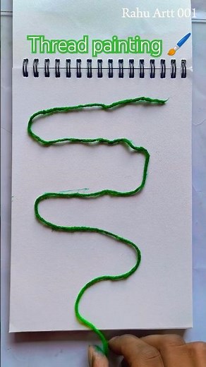 Easy And Beautiful Thread Painting🤯 || String Pull Technique || How To Paint Using Thread🥰 #shorts