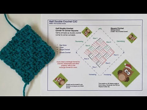 Easy Half Double Crochet Corner to Corner C2C Square