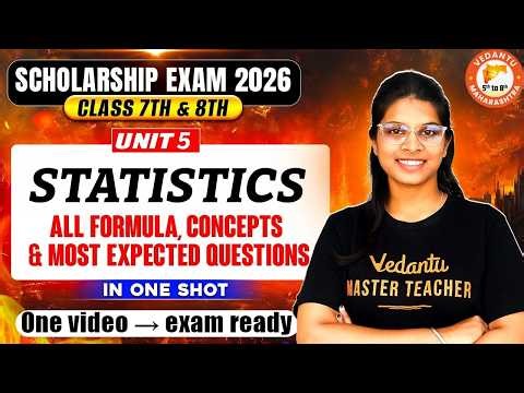 STATISTICS Unit 5 Maths One Shot | Most IMP Questions | Class 7th & 8th Scholarship 2026 | Vidhi Mam