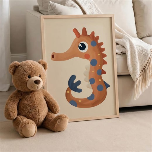 Seahorse Nursery Wall Art Printable | Cute Ocean Baby Decor | Under the Sea Kids Playroom Poster | Digital Download Seahorse Print - Etsy Australia