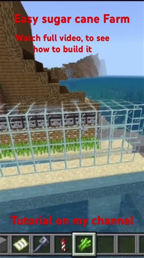 Easy Minecraft Sugar cane farm for beginners. Full tutorial on my channel. Java&Bedrock #shorts