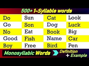 Top 500+ Monosyllabic Words (A-Z) | 1-Syllable words | Definition | Syllables | Monosyllables