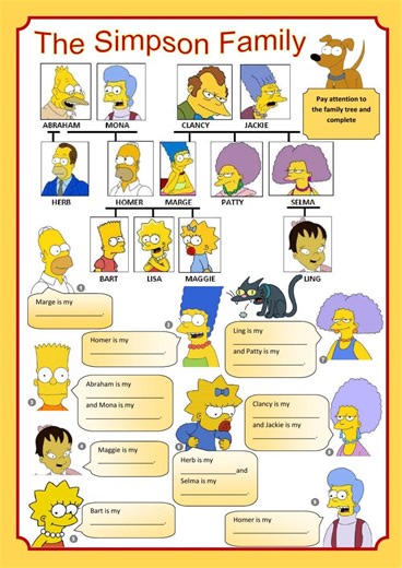 The Simpsons Family interactive worksheet