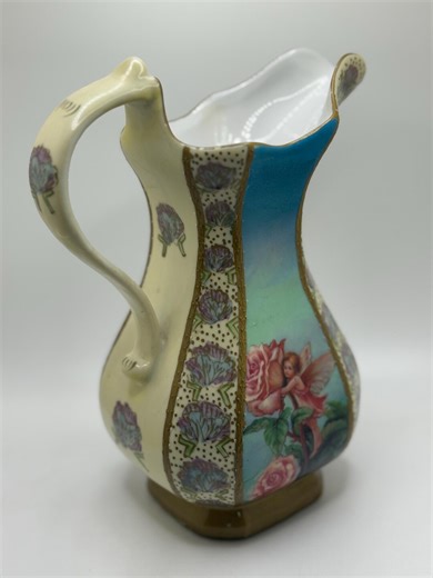 Vintage Carlton Ware Burleigh Pitcher 8.5” | English Art Pottery Jug | Fantasia Ware | Floral Fairy Collectible - Etsy