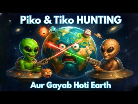 Piko & Tiko HUNTING 👽 | Alien Attack on Earth 🌍 | Aur Gayab Hoti Earth😱 #alienattack #spacecartoon