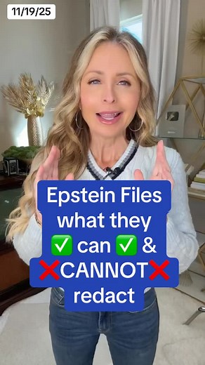 Now that the bill to force the release of the full Epstein files has been passed (and the president is about to be signed it into law) what can and canNOT be redacted or hidden from you? The bill that was passed with a veto-proof majority yesterday is extremely specific about what the president and the Department of Justice can hide. The bottom line is, certain things can be redacted, but there must be written documentation for why. Full explanation in this video. #epsteinfiles #presidenttrump #