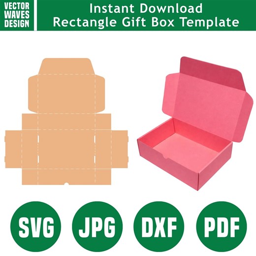 Rectangle Gift Box Template: Svg, Jpg, Dxf, Pdf (digital Download) - Etsy