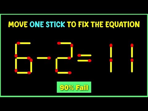 Matchstick puzzle with answer | Math puzzle game | Fix The Equation by moving 1 stick | Improve IQ