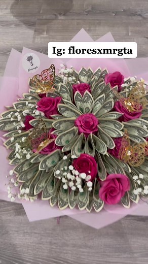$50 money bouquet💰💐 #moneybouquet #rosemoneybouquet #howto #chicagoflorist #roses #flowerarrangment #bouquet