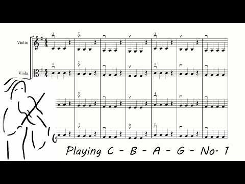G String - Playing C - B - A - G - No. 01. Basic Notes Sheet Music for Orchestra. Play Along.