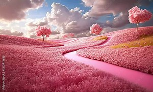 Pink dreamland landscape