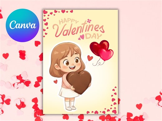 Valentin's Day Card for Kids I 4 Kinds of Kawaii Cards - Etsy