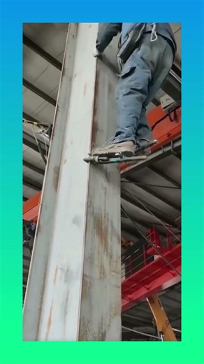 Climbing steel beams made easy with these specialized tools. Work smarter! #Engineering #SafetyFirst