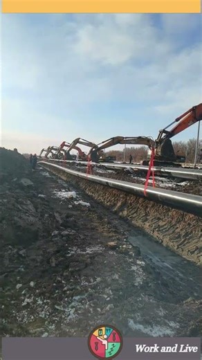 Pipe laying process by a group of excavators
