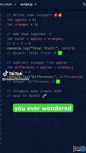 Understanding Integers #JavaScript #CodingForBeginners #LearnToCode #WebDev #CodeShorts