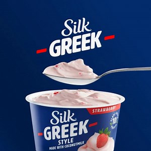 Silk Strawberry Dairy Free, Greek Style Coconut Milk Yogurt Alternative, Thick and Creamy Plant Based Yogurt with 10 Grams of Protein, 5.3 OZ Container