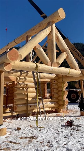 Handcrafted Douglas Fir Log Cabin Truss Assembly