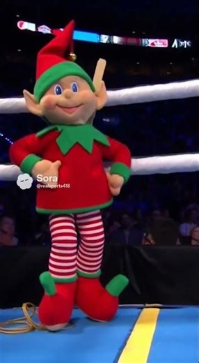 Jingles the christmas elf playing tricks on Jake Paul during his fight with Joshua