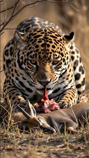 Jaguar Eating a Gazelle | Powerful Predator Feeding 🐆🍖🐆 #wildlife #animallovers #foryou