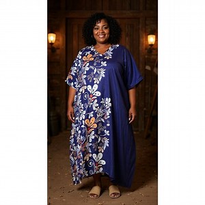 Gypsie Blu Floral Print Plus Size Kaftan Maxi Dress Night Gowns for Women