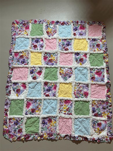 Baby Blanket Rag Quilt With Ruffles, Hearts, and Flowers, Baby Girl Spring Blanket - Etsy