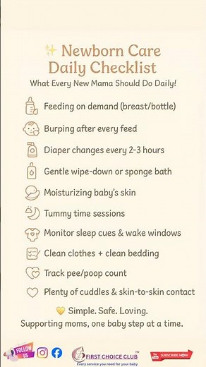 🍼✨ Newborn Care Daily Checklist — What Every New Mama Should Do Daily!