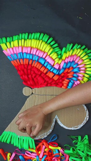 Beautiful butterfly wall hanging idea with colour paper 😲🩷#diy #craft #shorts #homedecor #trending