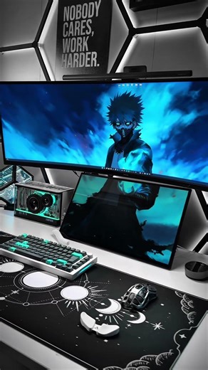Blue build 💙🥶 #desksetup #gamingsetup #pcsetup #wallpaperengine #pc #gamingroom ##pcbuild