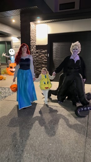 KARA COOPER | Creator on Instagram: "I almost gave up on our Little Mermaid costumes and chose something else — she just wouldn’t wear the Flounder outfit… until this happened 🩵 • #thelittlemermaid #halloweenmoments #motherhoodmagic #momlife #selflesslove #motherhoodunfiltered"