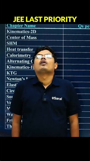 JEE 2026 : Last Priority Chapters 💯 Remember you have to study all chapters just these are the low weightage chapters 💪 . . #viral #reels #jee2026 #students #saranshsir | Saransh Gupta