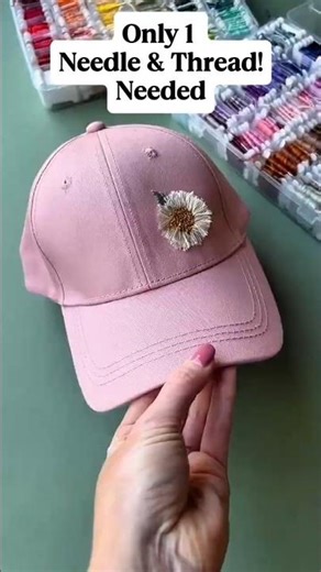 DIY Floral Embroidery on a Pink Hat 🌸🌸