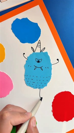 Step-by-Step Torn Paper Monster Craft #paperart #diycraft #funidea #fblifestyle | paper craft