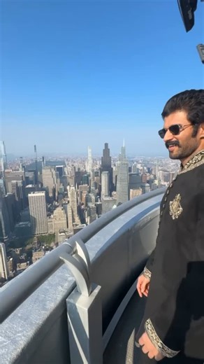 Vijay Deverakonda on Instagram: "Absolute honour! 🇮🇳❤️ Indian tricolours bathe the iconic Empire State Building 🇺🇸 got to light it up on our Independence day and also experience the beautiful hospitality of Team Empire state and the building’s stunning views and stories :)"