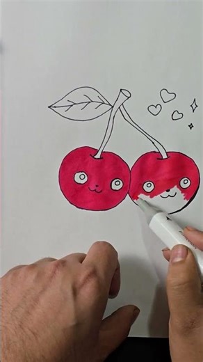 How to Draw Cute Cherries | Easy Drawing for Kids