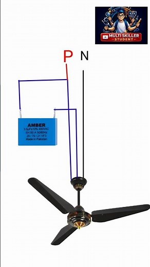ceiling fan connection in capacitor how to used...#electrical #wiringdiagram